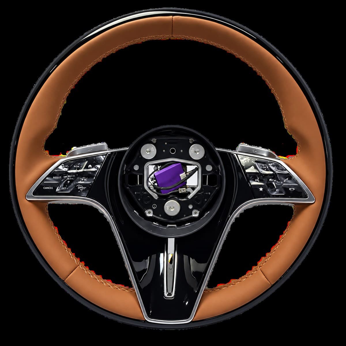 Brown and dark steering wheel combination